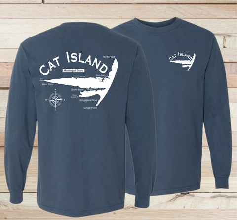 Cat Island - Long Sleeve Comfort Color Cotton Tee