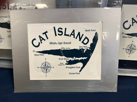Cat Island - Matted Screen Print for Framing